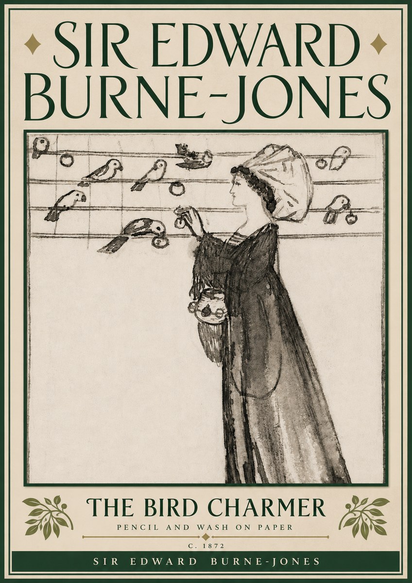 Edward Burne-Jones The Bird Charmer No6 - Póster