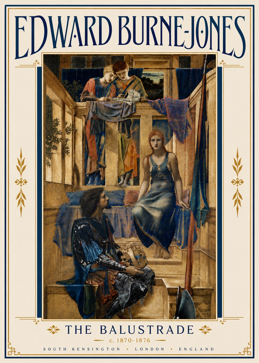 Edward Burne-Jones The Balustrade No6 - Póster