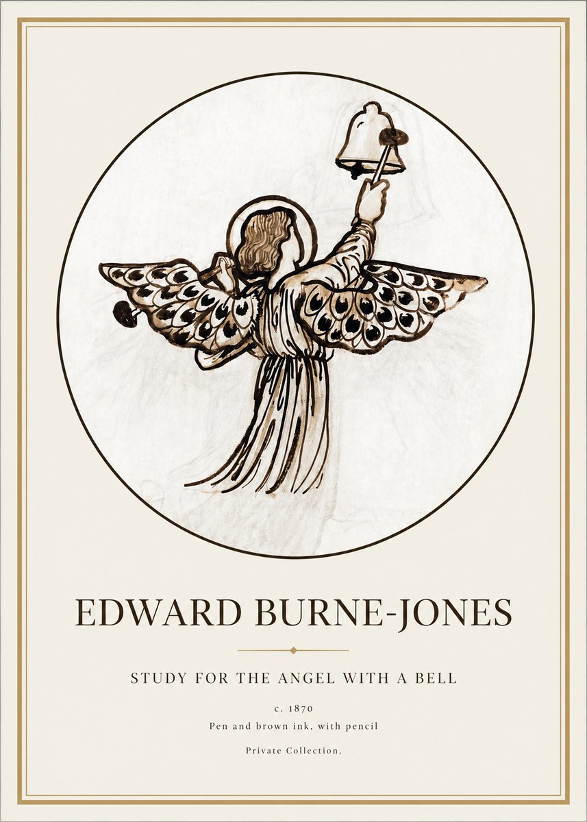 Edward Burne-Jones Study for the Angel with a Bell No1 - Póster
