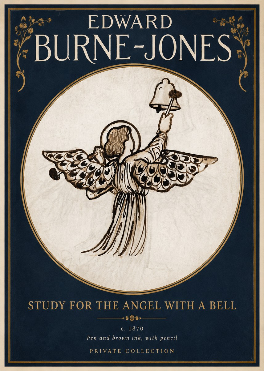 Edward Burne-Jones Study for the Angel with a Bell No2 - Póster