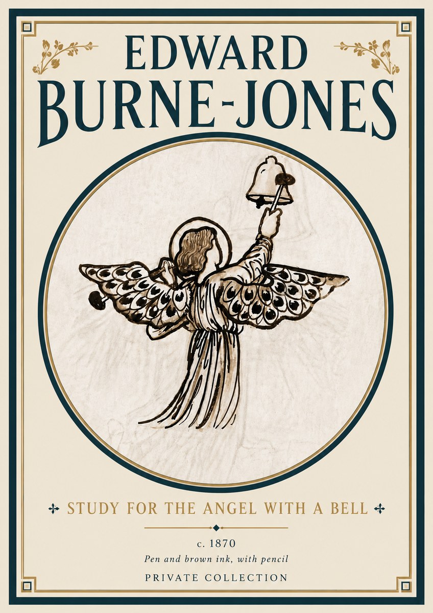 Edward Burne-Jones Study for the Angel with a Bell No6 - Póster