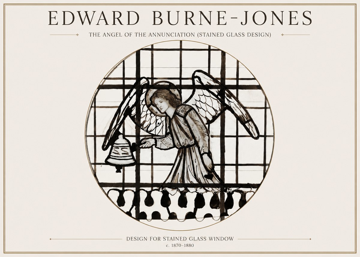 Edward Burne-Jones The Angel of the Annunciation (Stained Glass Design) No1 - Póster
