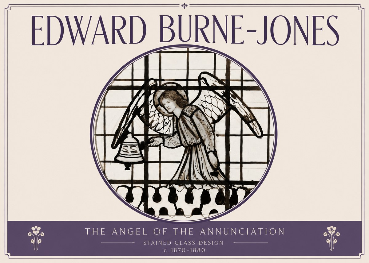 Edward Burne-Jones The Angel of the Annunciation (Stained Glass Design) No3 - Póster