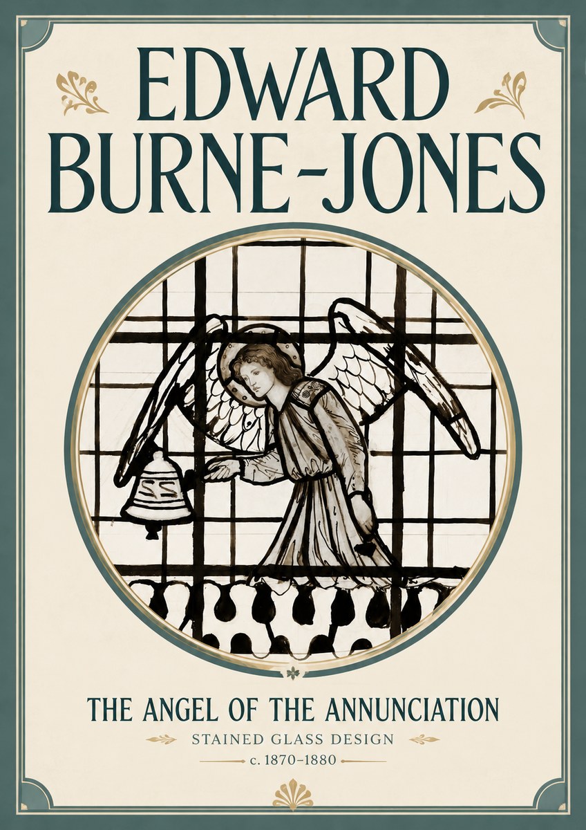 Edward Burne-Jones The Angel of the Annunciation (Stained Glass Design) No6 - Póster
