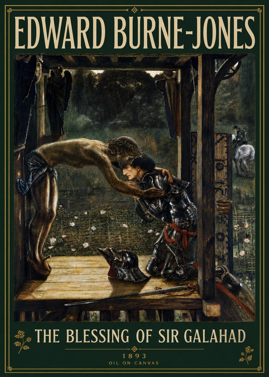 Edward Burne-Jones The Blessing of Sir Galahad No5 - Póster