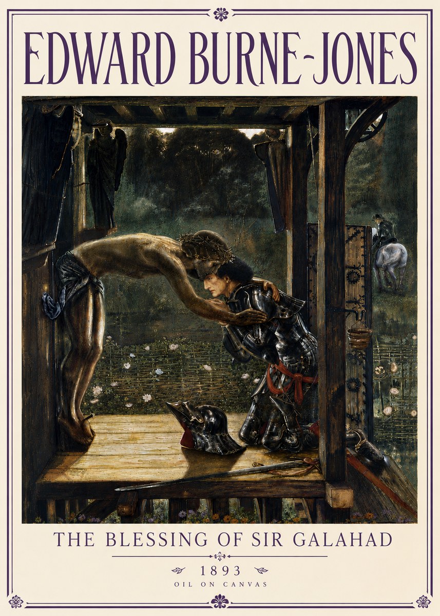 Edward Burne-Jones The Blessing of Sir Galahad No6 - Póster
