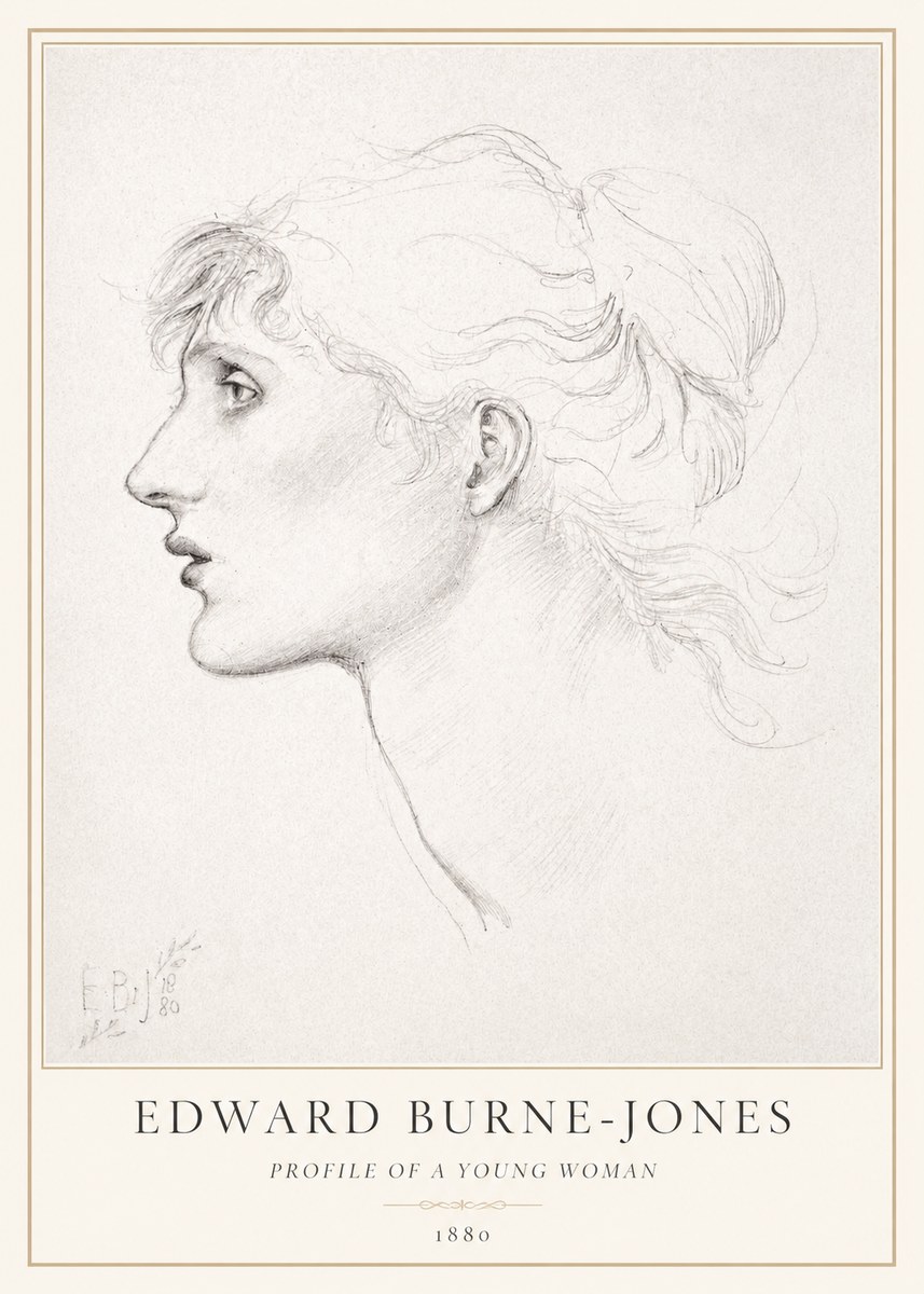 Edward Burne-Jones Profile of a Young Woman No1 - Póster