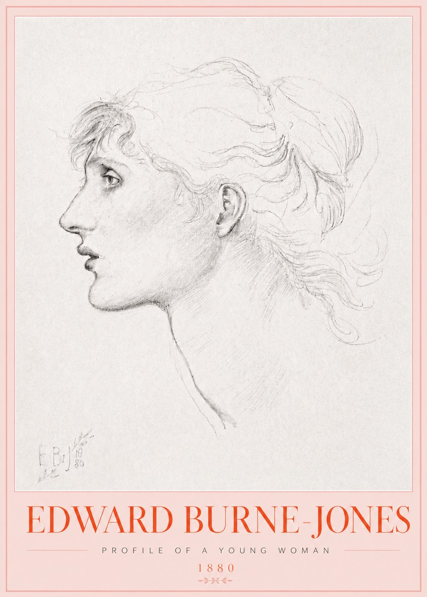 Edward Burne-Jones Profile of a Young Woman No3 - Póster