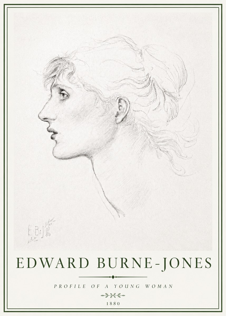 Edward Burne-Jones Profile of a Young Woman No4 - Póster
