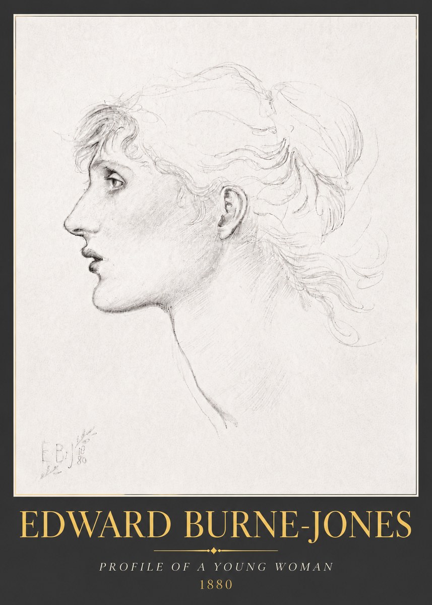 Edward Burne-Jones Profile of a Young Woman No5 - Póster