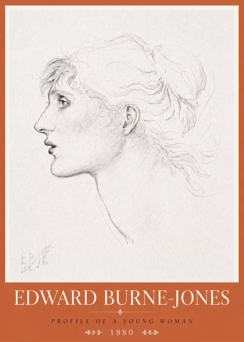 Edward Burne-Jones Profile of a Young Woman No6 - Póster