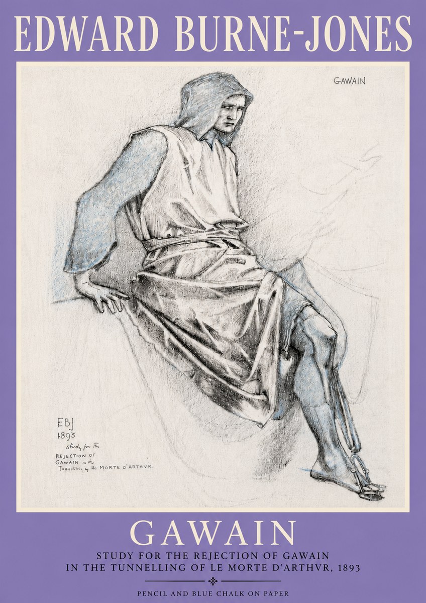 Edward Burne-Jones Gawain - Study for the Rejection of Gawain in the Tunnelling of Le Morte D'arthur, 1893 No4 - Póster