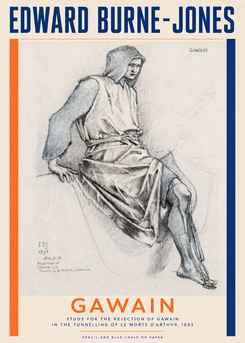 Edward Burne-Jones Gawain - Study for the Rejection of Gawain in the Tunnelling of Le Morte D'arthur, 1893 No5 - Póster
