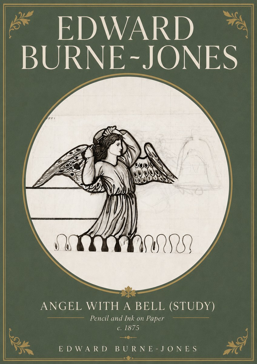 Edward Burne-Jones Angel with a Bell (Study) No4 - Póster