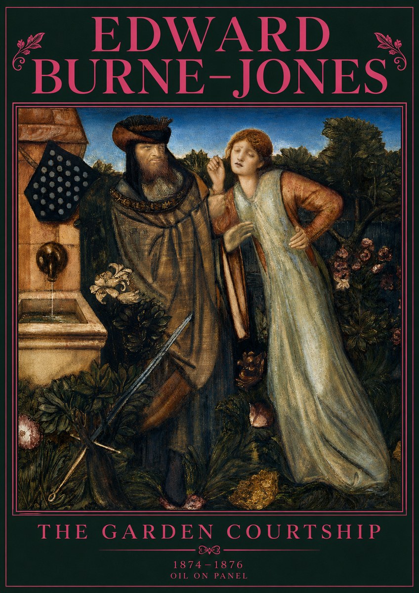 Edward Burne-Jones The Garden Courtship No4 - Póster