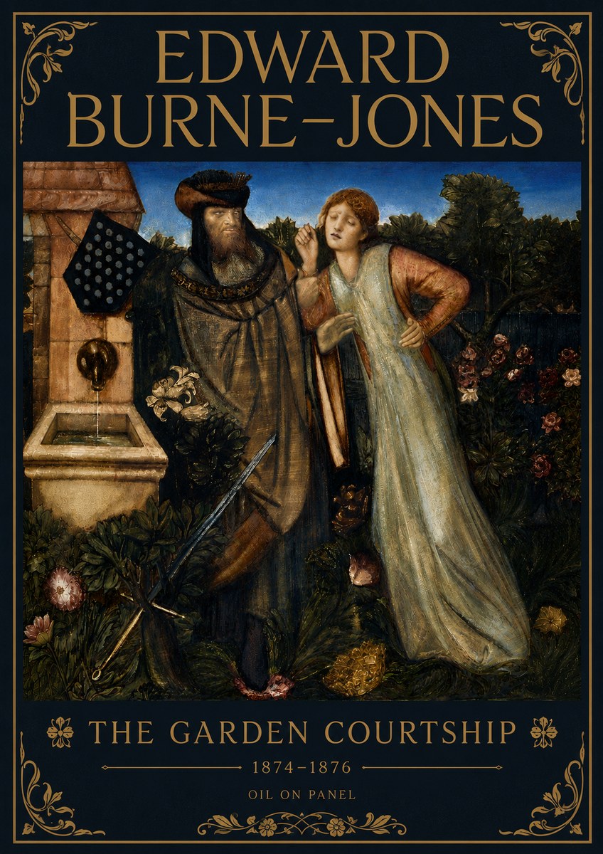 Edward Burne-Jones The Garden Courtship No6 - Póster