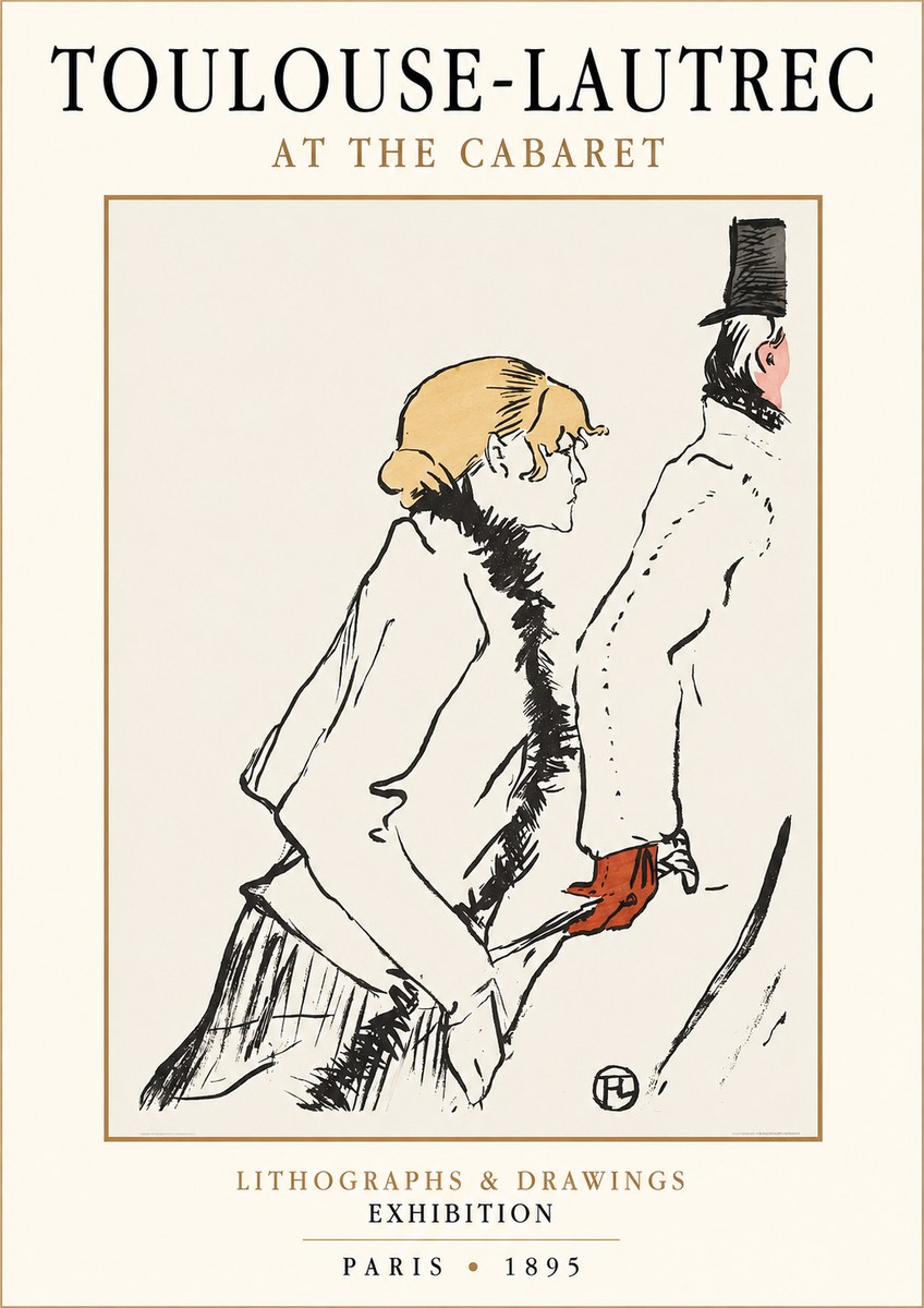 Toulouse-Lautrec At the Cabaret No1 - Póster