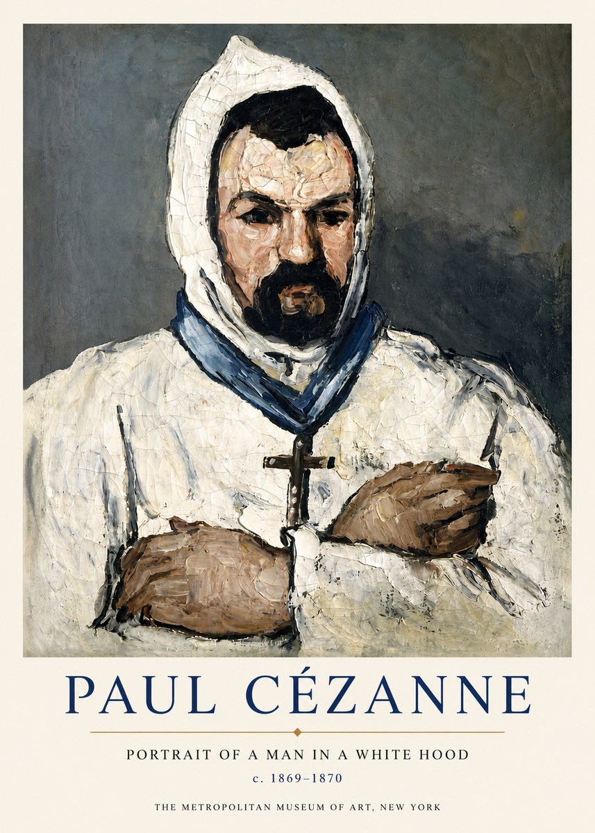 Paul Cézanne Portrait of a Man in a White Hood No3 - Póster