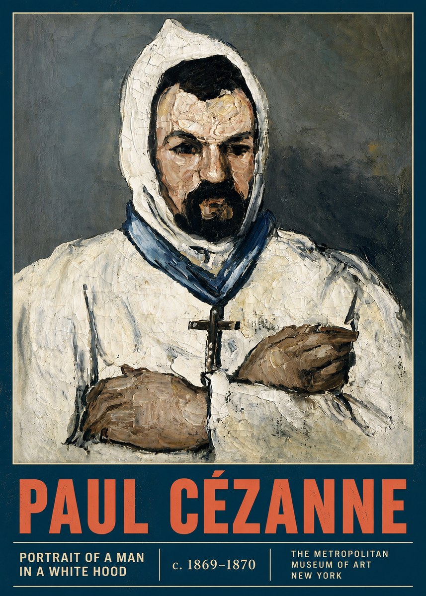 Paul Cézanne Portrait of a Man in a White Hood No4 - Póster
