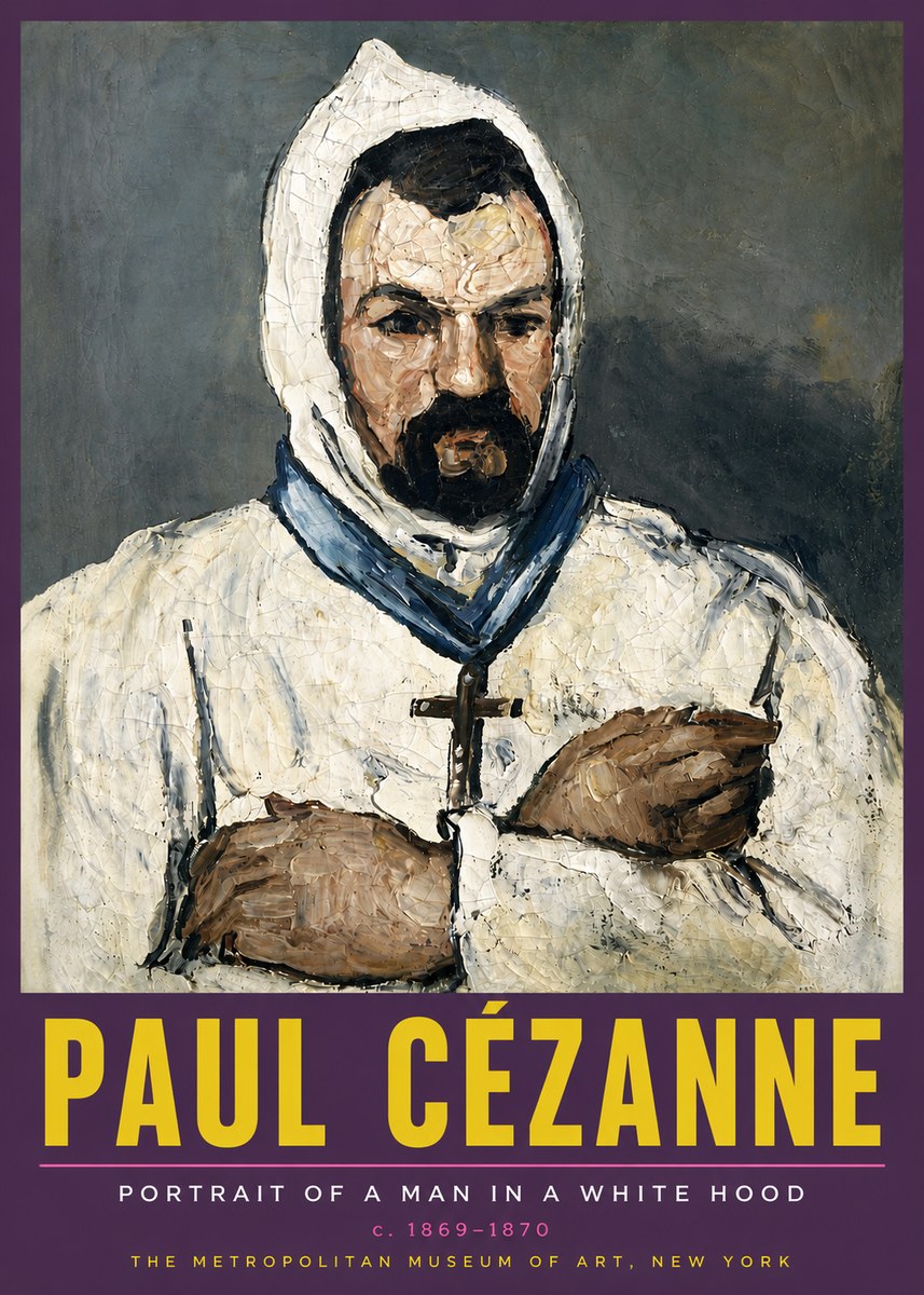 Paul Cézanne Portrait of a Man in a White Hood No5 - Póster