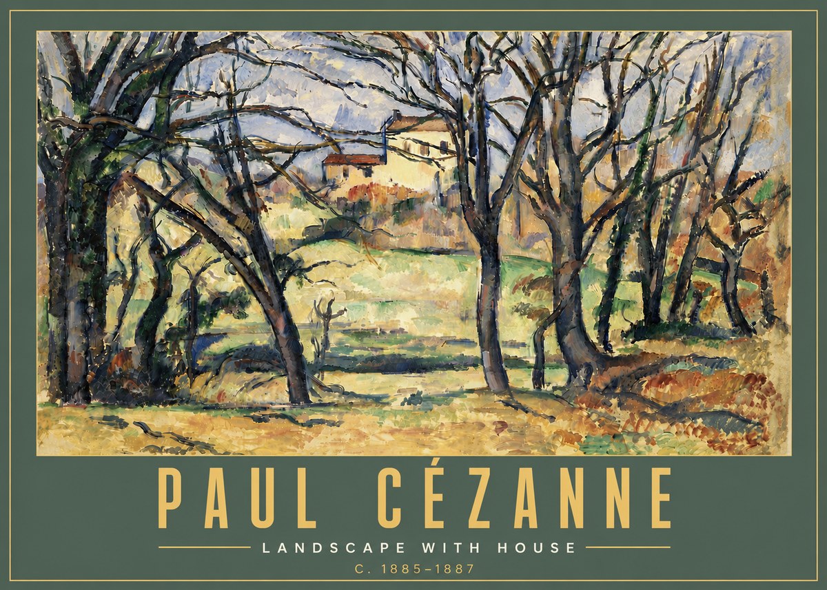 Paul Cézanne Landscape with House No6 - Póster
