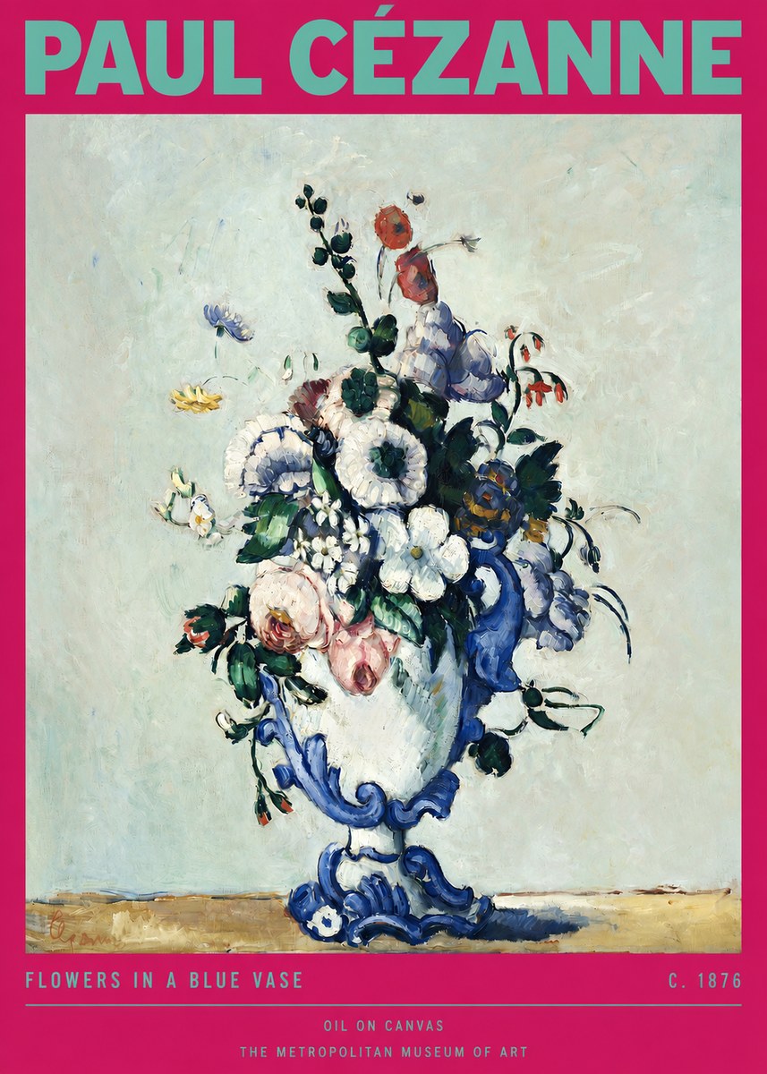 Paul Cézanne Flowers in a Blue Vase No2 - Póster