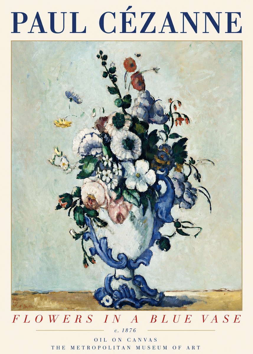 Paul Cézanne Flowers in a Blue Vase No3 - Póster
