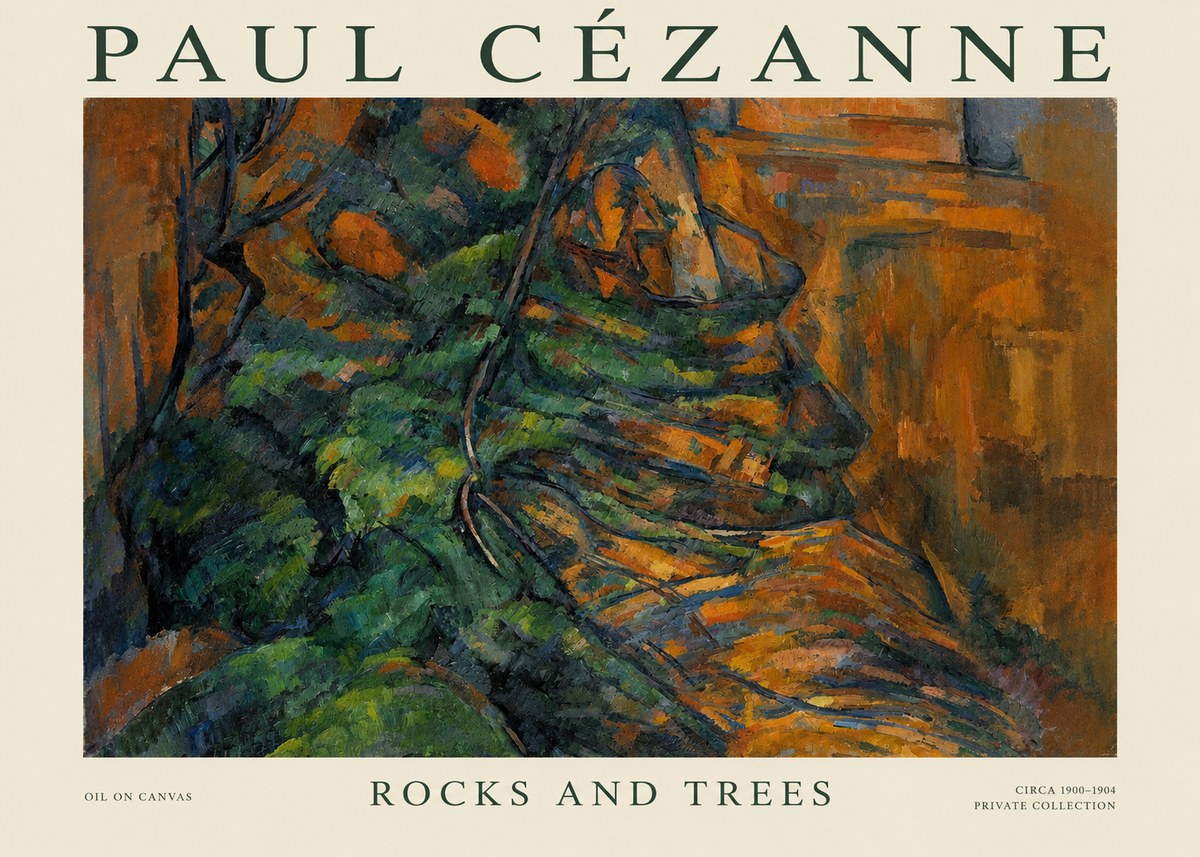 Paul Cézanne Rocks and Trees IV No1 - Póster