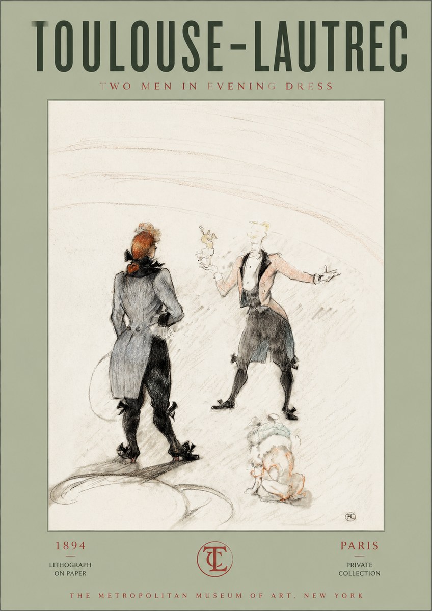 Toulouse-Lautrec Two Men in Evening Dress No2 - Póster