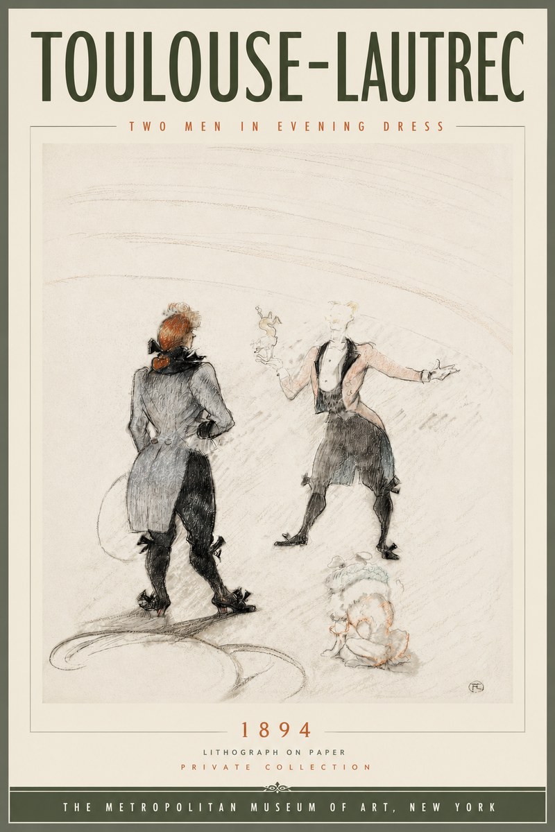 Toulouse-Lautrec Two Men in Evening Dress No5 - Póster
