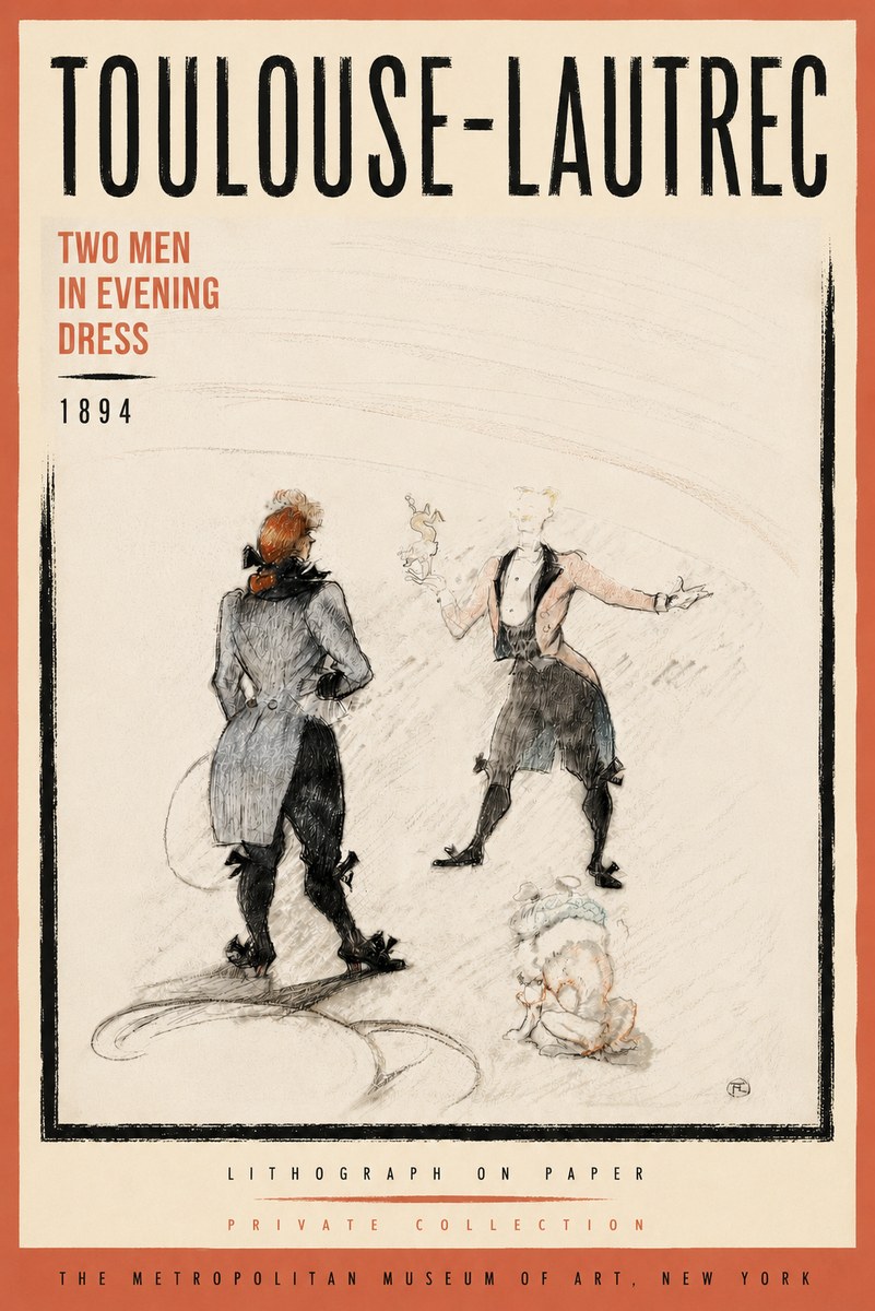 Toulouse-Lautrec Two Men in Evening Dress No6 - Póster