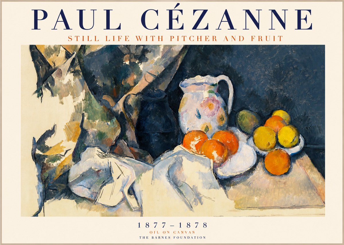 Paul Cézanne Still Life with Pitcher and Fruit No1 - Póster