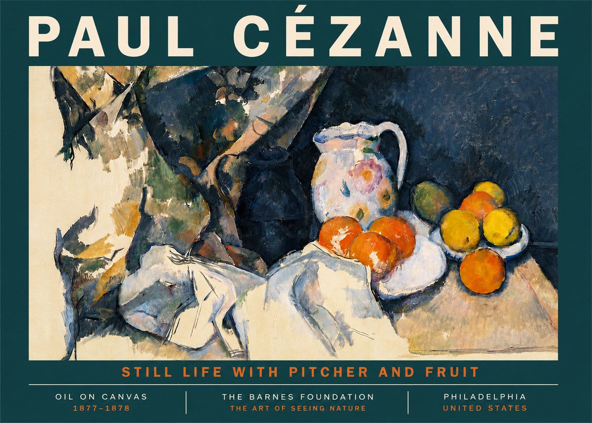Paul Cézanne Still Life with Pitcher and Fruit No4 - Póster