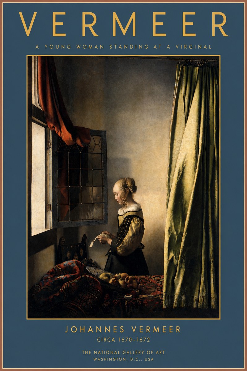 Vermeer A Young Woman Standing at a Virginal No2 - Póster