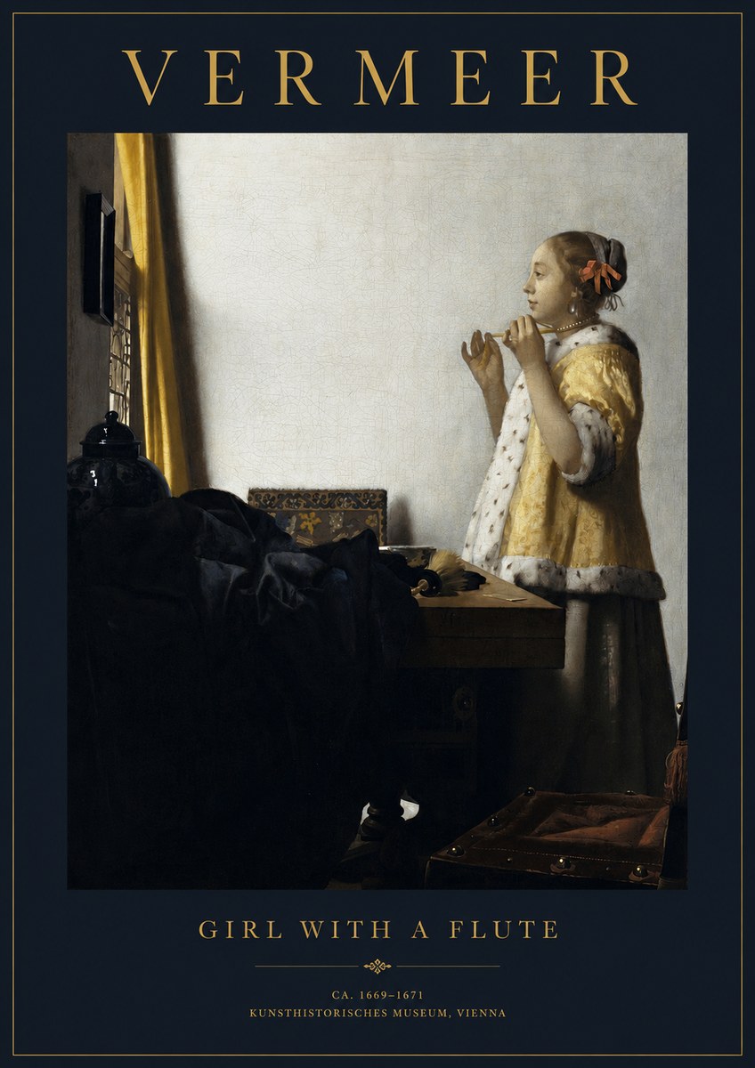 Vermeer Girl with a Flute No2 - Póster