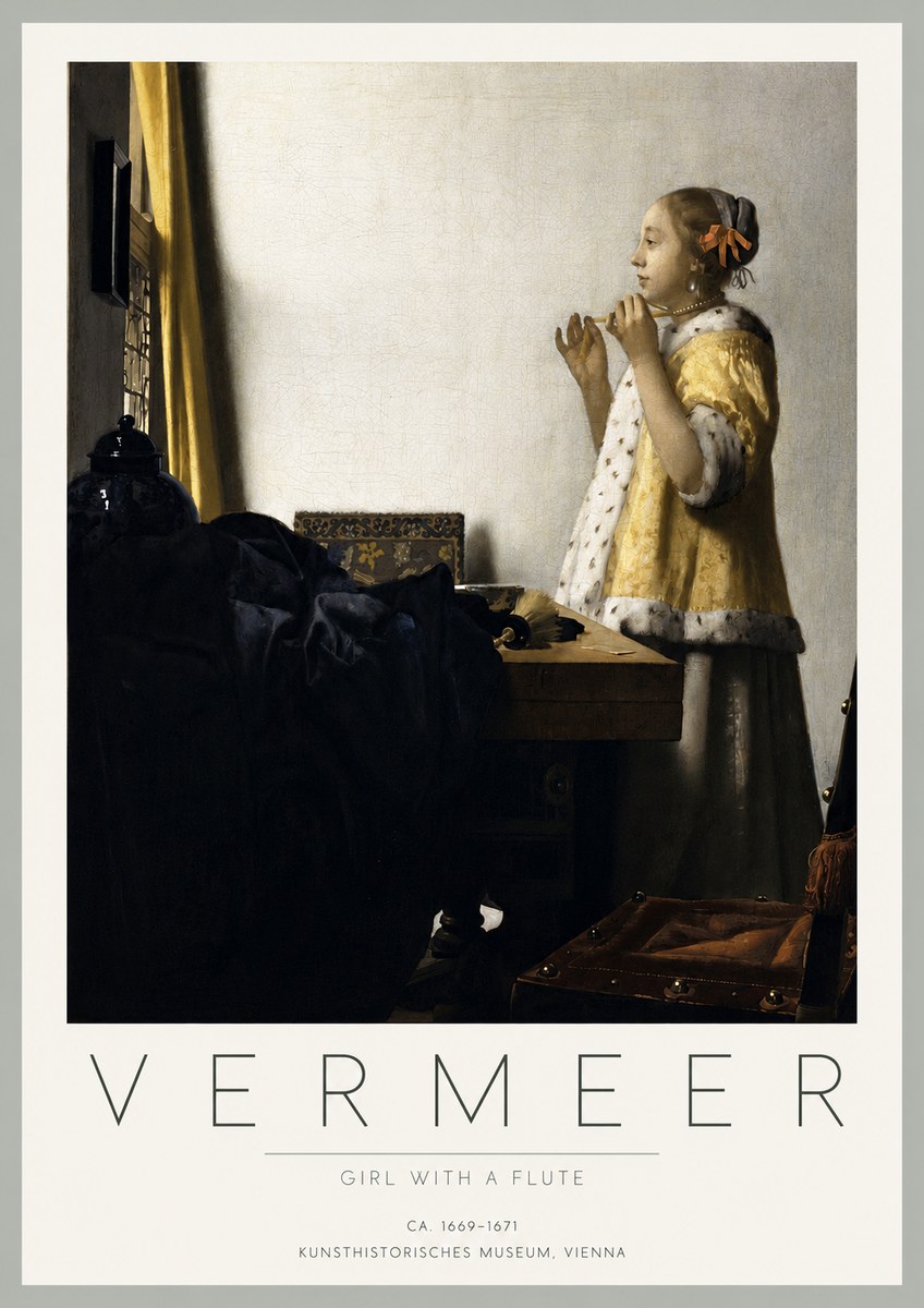 Vermeer Girl with a Flute No3 - Póster