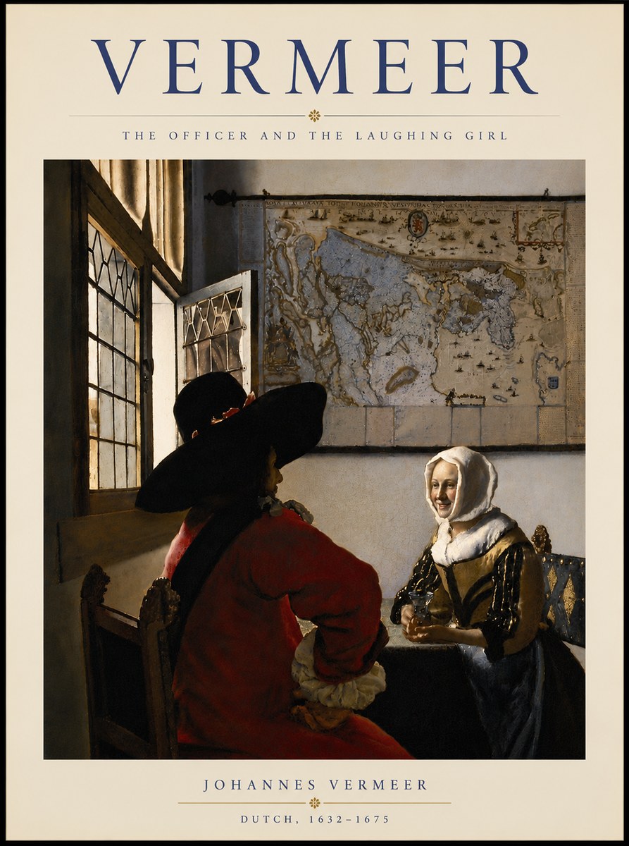 Vermeer The Officer and the Laughing Girl No5 - Póster