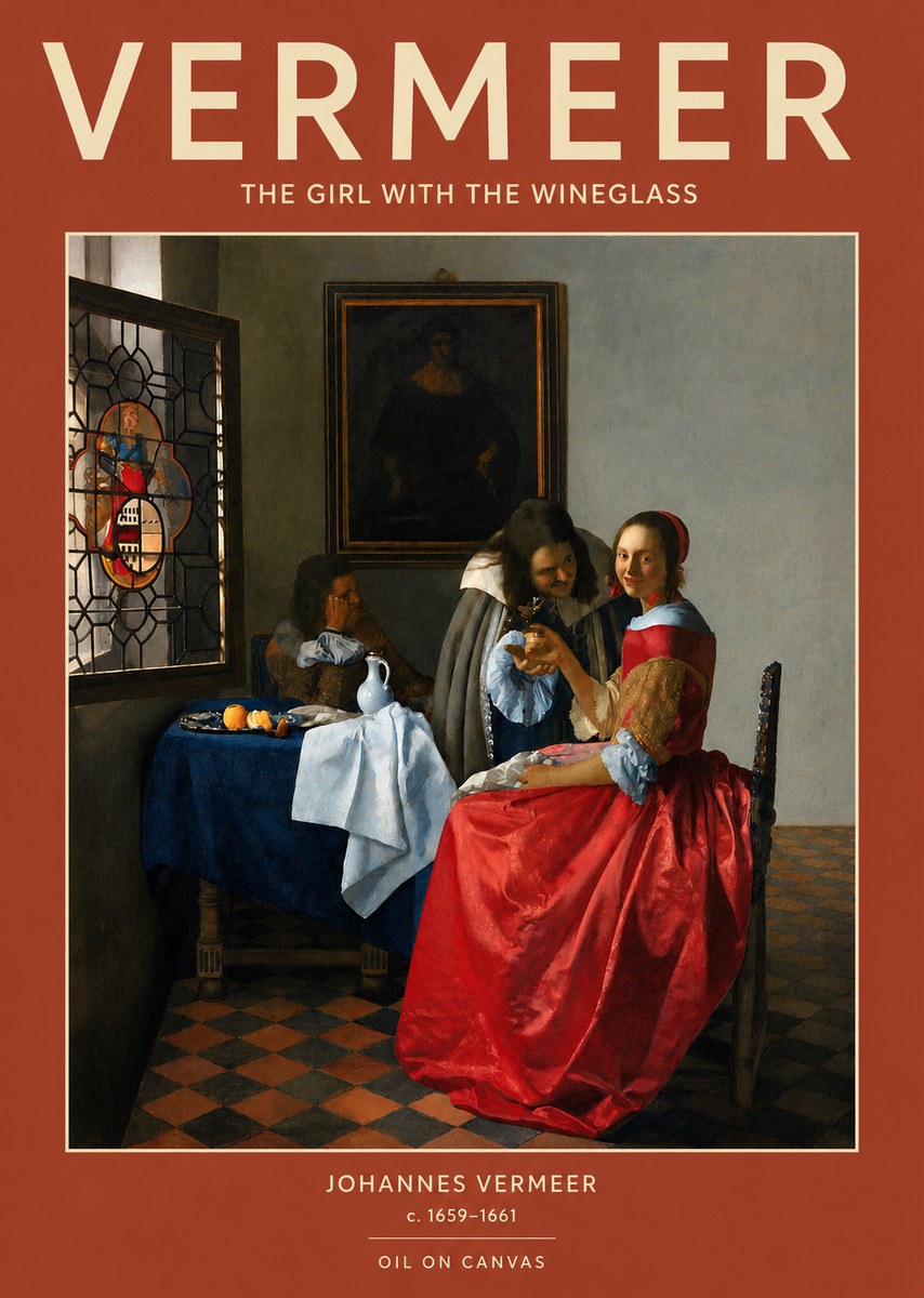 Vermeer The Girl with the Wineglass No3 - Póster
