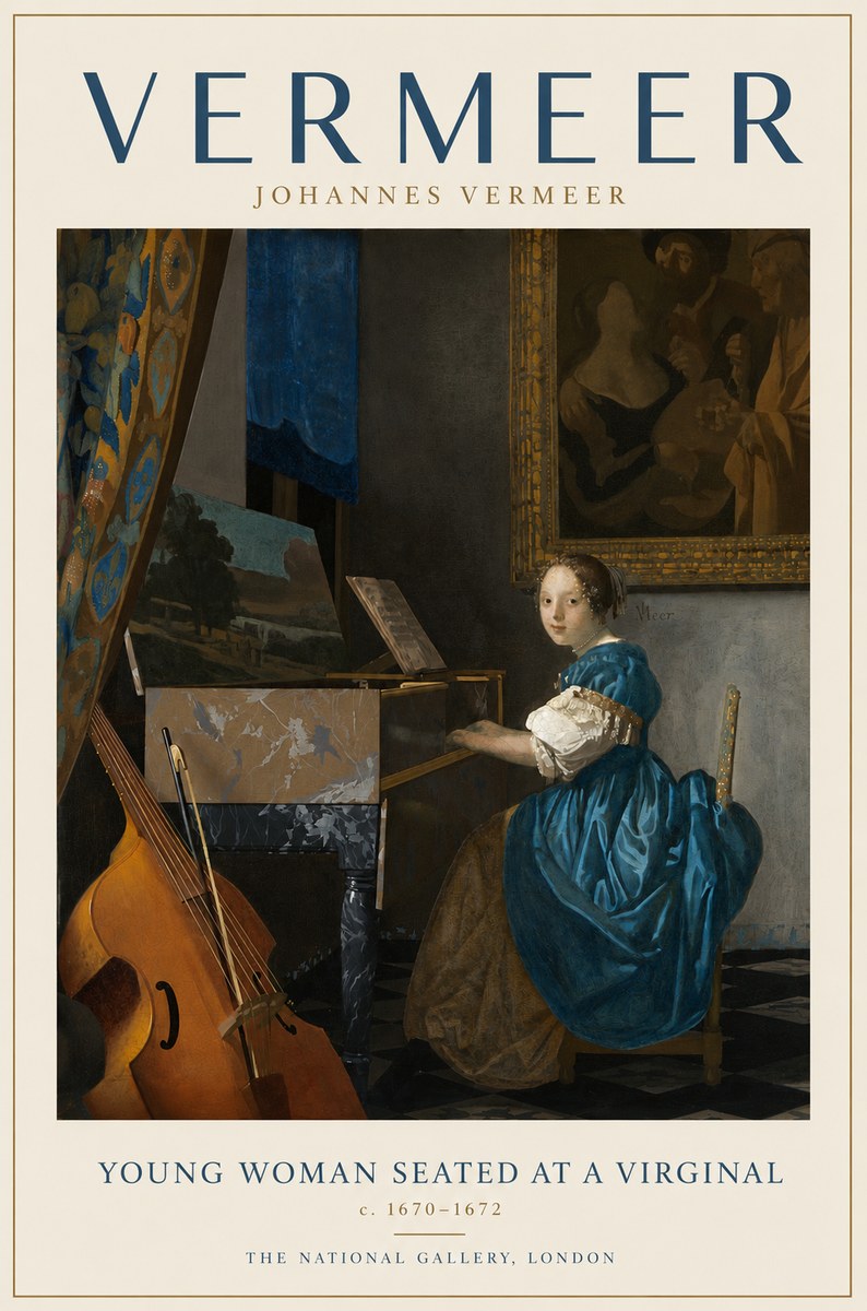 Vermeer Young Woman Seated at a Virginal No3 - Póster