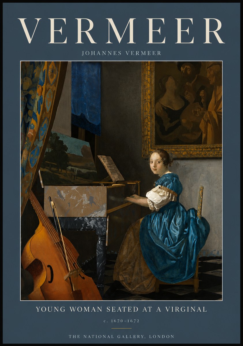 Vermeer Young Woman Seated at a Virginal No5 - Póster