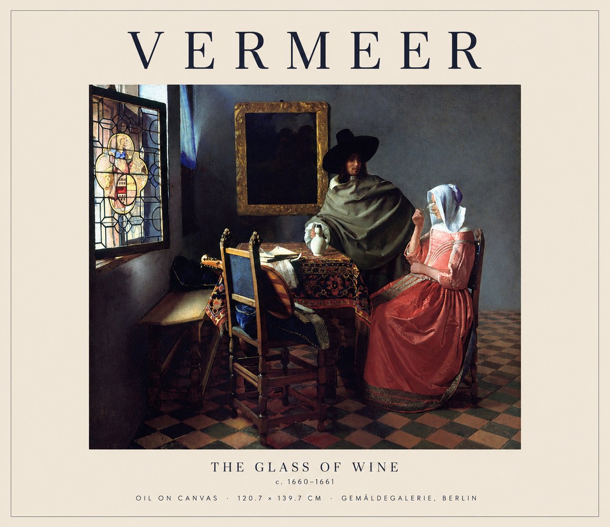 Vermeer The Glass of Wine No1 - Póster