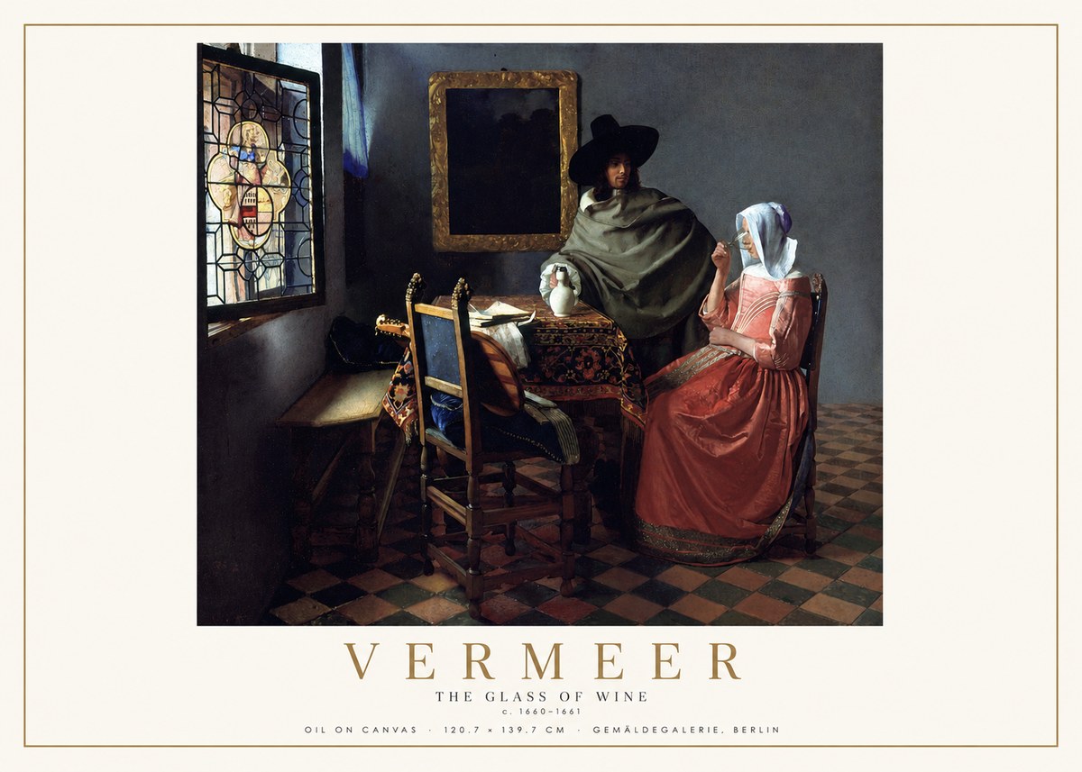 Vermeer The Glass of Wine No2 - Póster