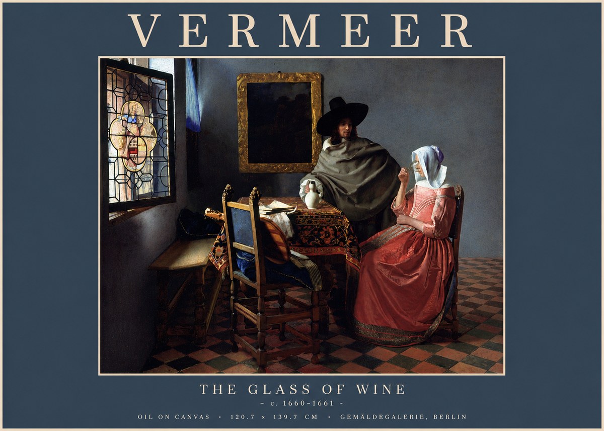 Vermeer The Glass of Wine No4 - Póster