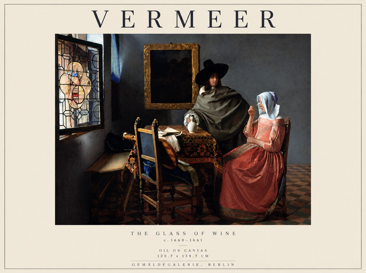 Vermeer The Glass of Wine No5 - Póster
