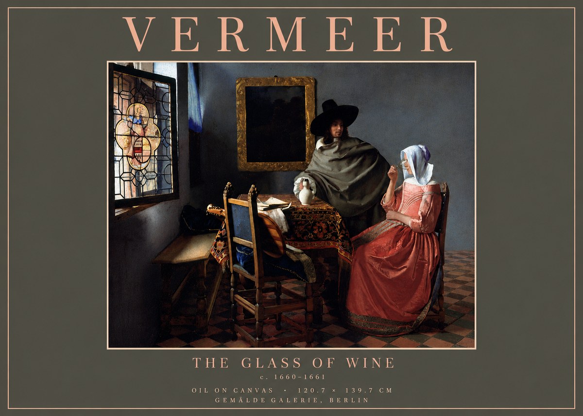 Vermeer The Glass of Wine No6 - Póster