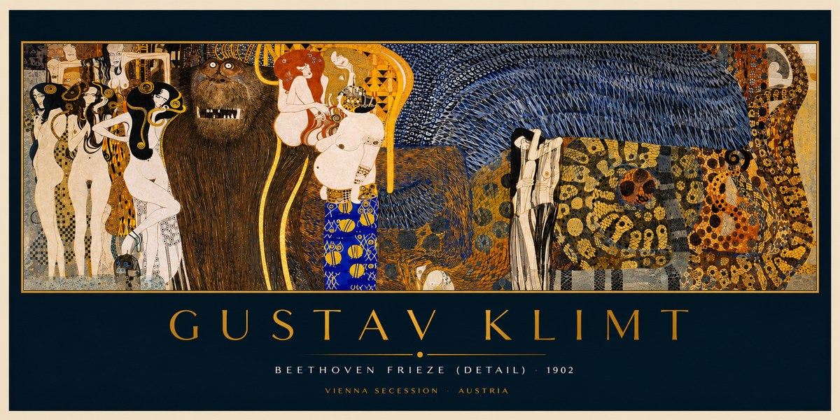 Klimt Beethoven Frieze (Detail) No2 - Póster