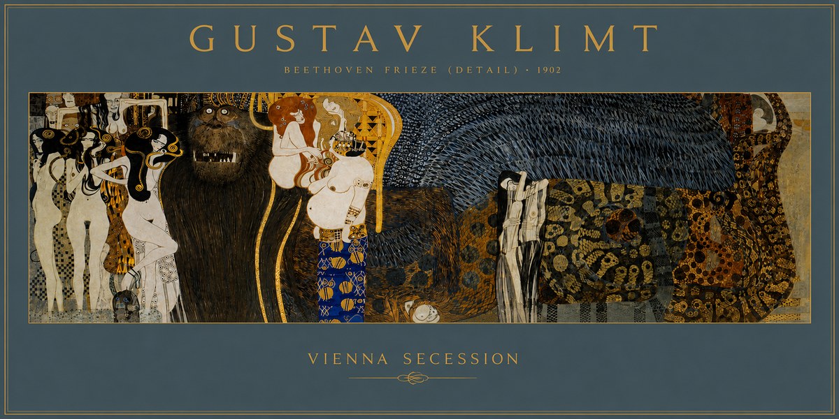 Klimt Beethoven Frieze (Detail) No3 - Póster