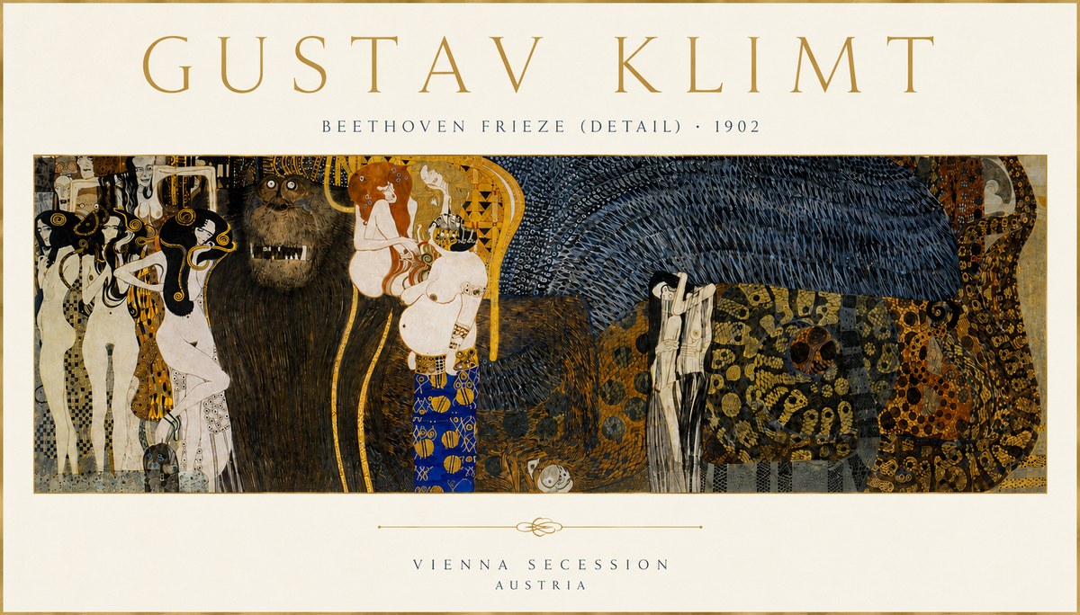 Klimt Beethoven Frieze (Detail) No4 - Póster