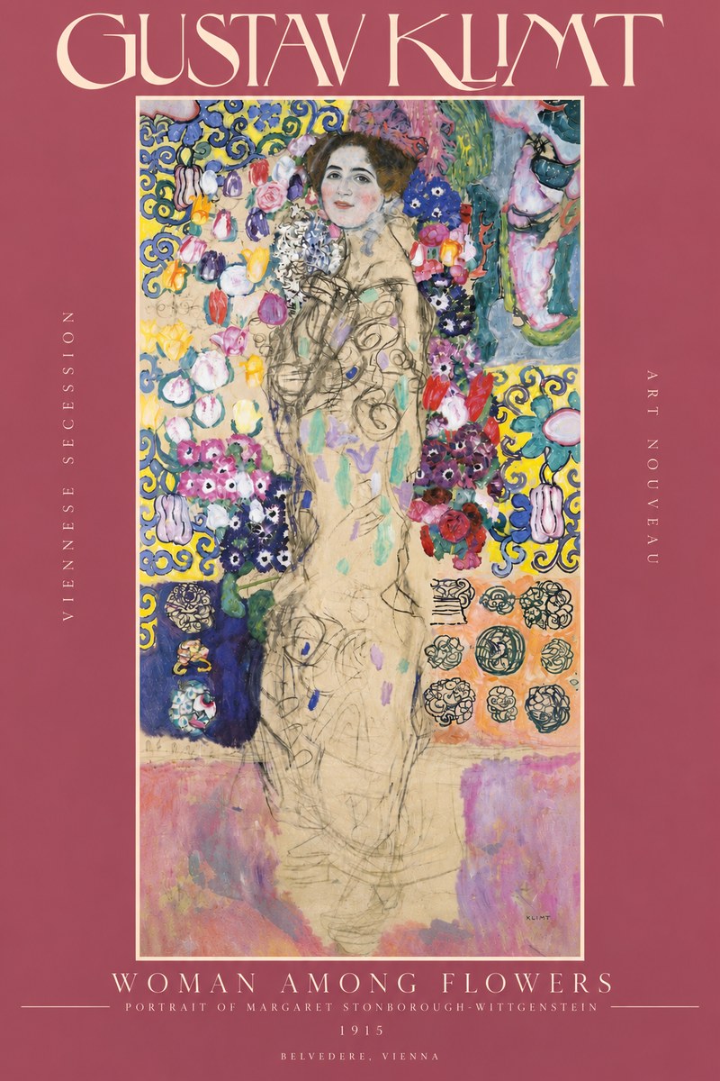 Klimt Woman Among Flowers No4 - Póster