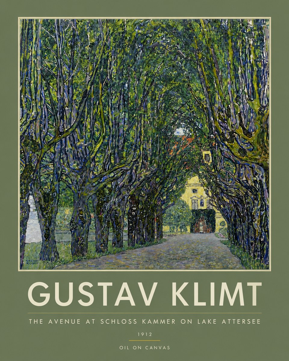 Klimt The Avenue at Schloss Kammer on Lake Attersee No3 - Póster
